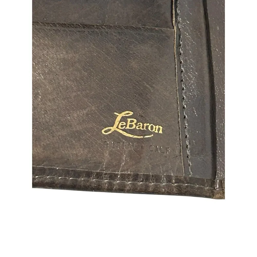 Le Baron MCM Genuine Buffalo Calf Leather Coin Wallet Ladies Change Holder Brown
